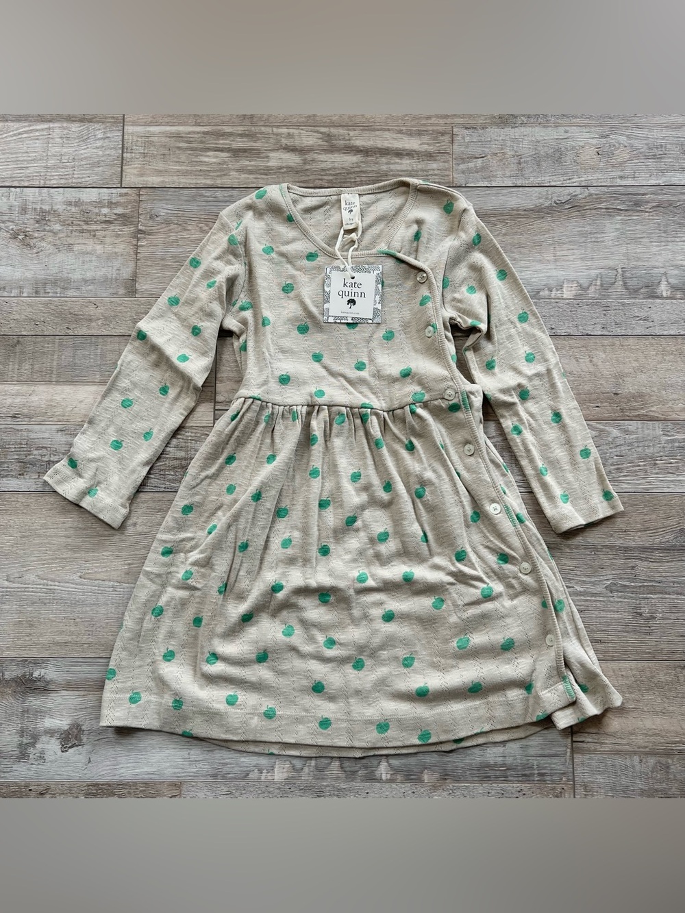 NWT Kate Quinn Girls Apple Pointelle Wrap Dress Size 6